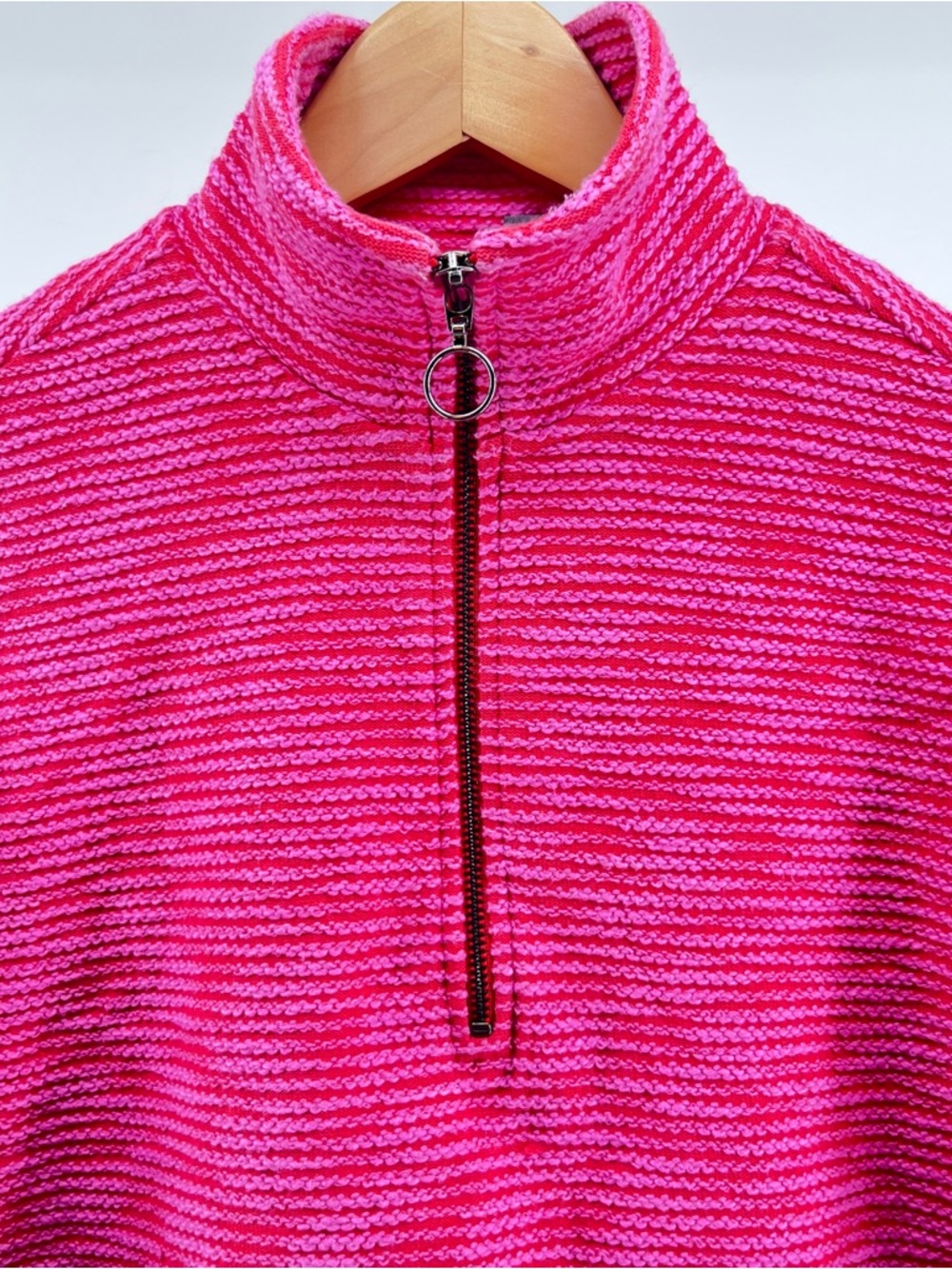 Sweaty Betty Textured Half Zip Pullover Hot Pink Cotton Blend Sweatshirt Size S - Picture 10 of 13